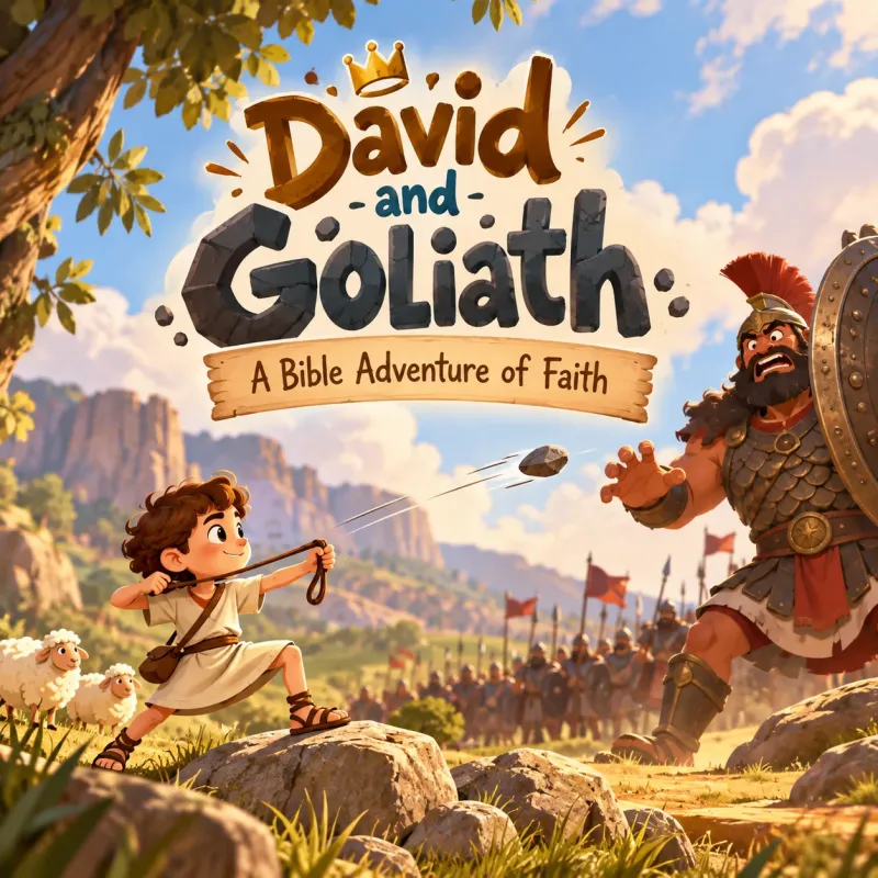 David and Goliath — A Bible Adventure of Faith, illustrated cover from the printable activity pack